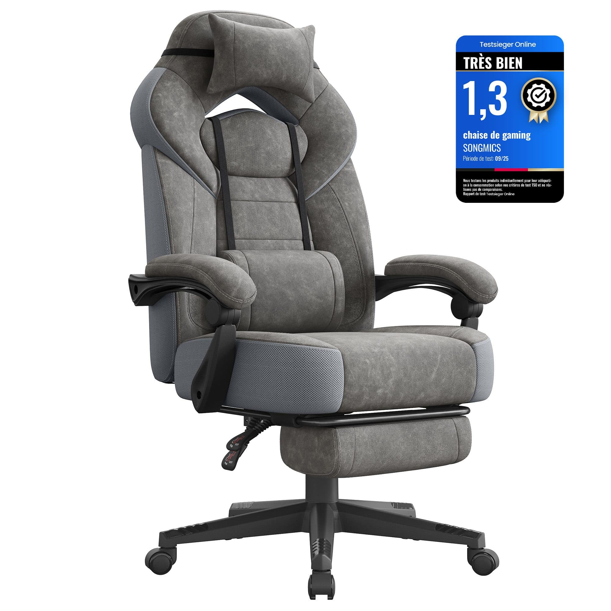 SONGMICS Gaming-Stuhl Ergonomisches Design Grau - Bild 2
