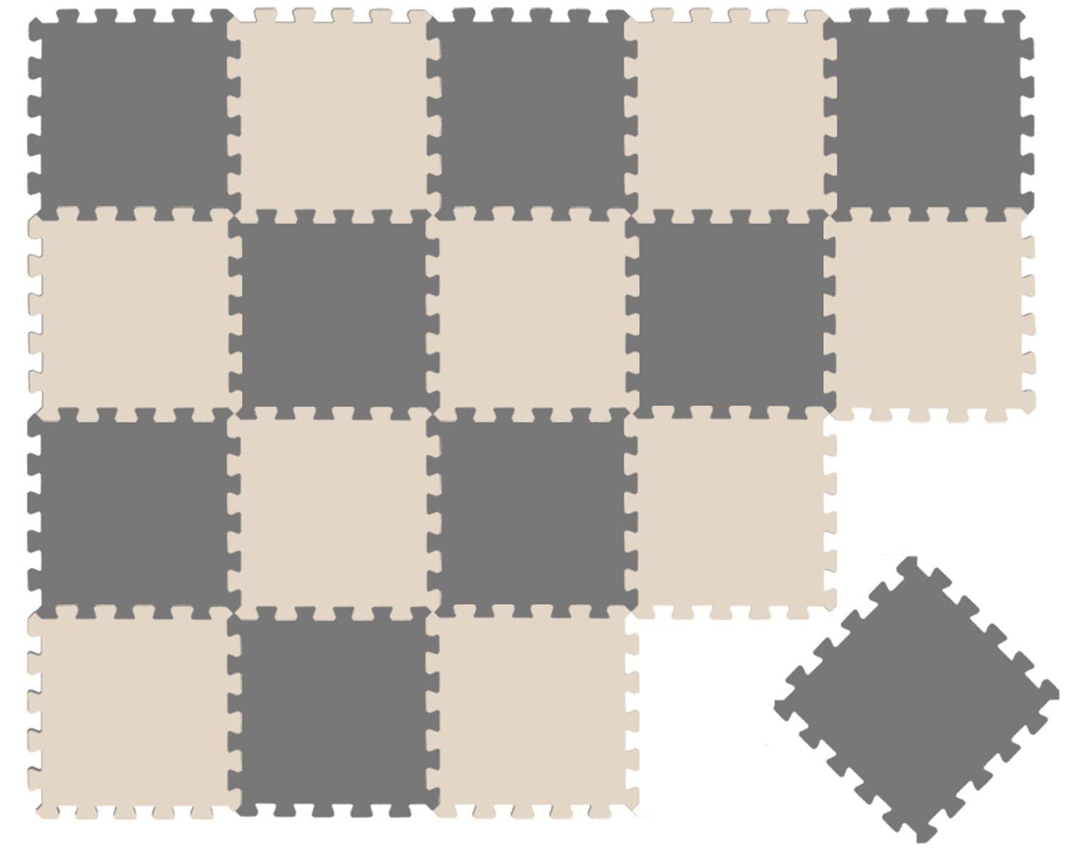 LittleTom Puzzlematte 18-tlg. Baby Spielmatte Grau Beige Bunt - Bild 2