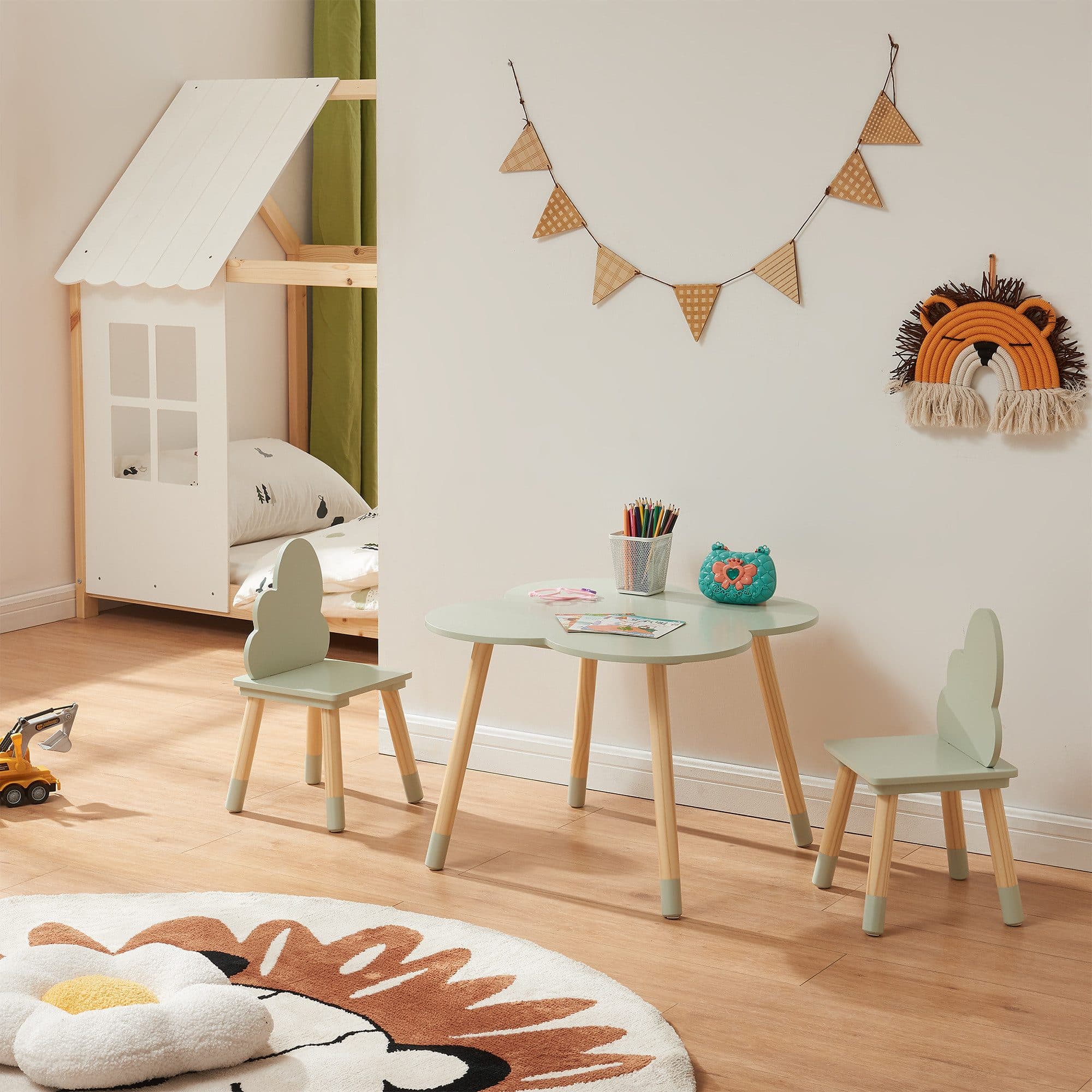 en.casa Kindersitzgruppe 3-tlg. Epim Wolkendesign Mintgrün - Bild 2