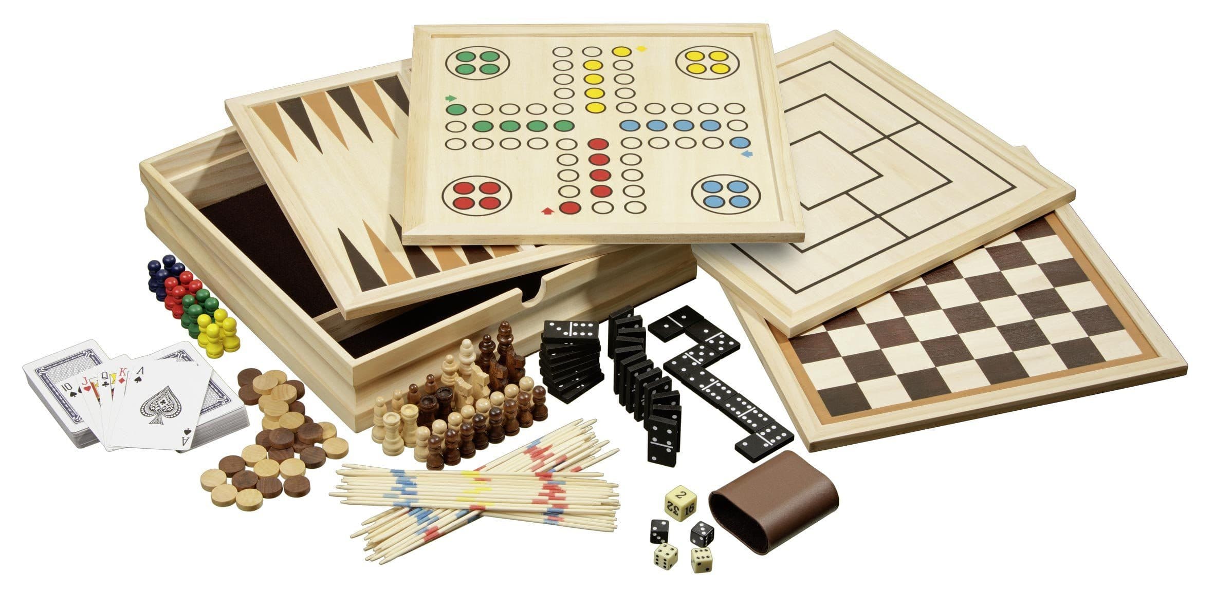Philos Holz-Spielesammlung Medium 10 Brettspiele