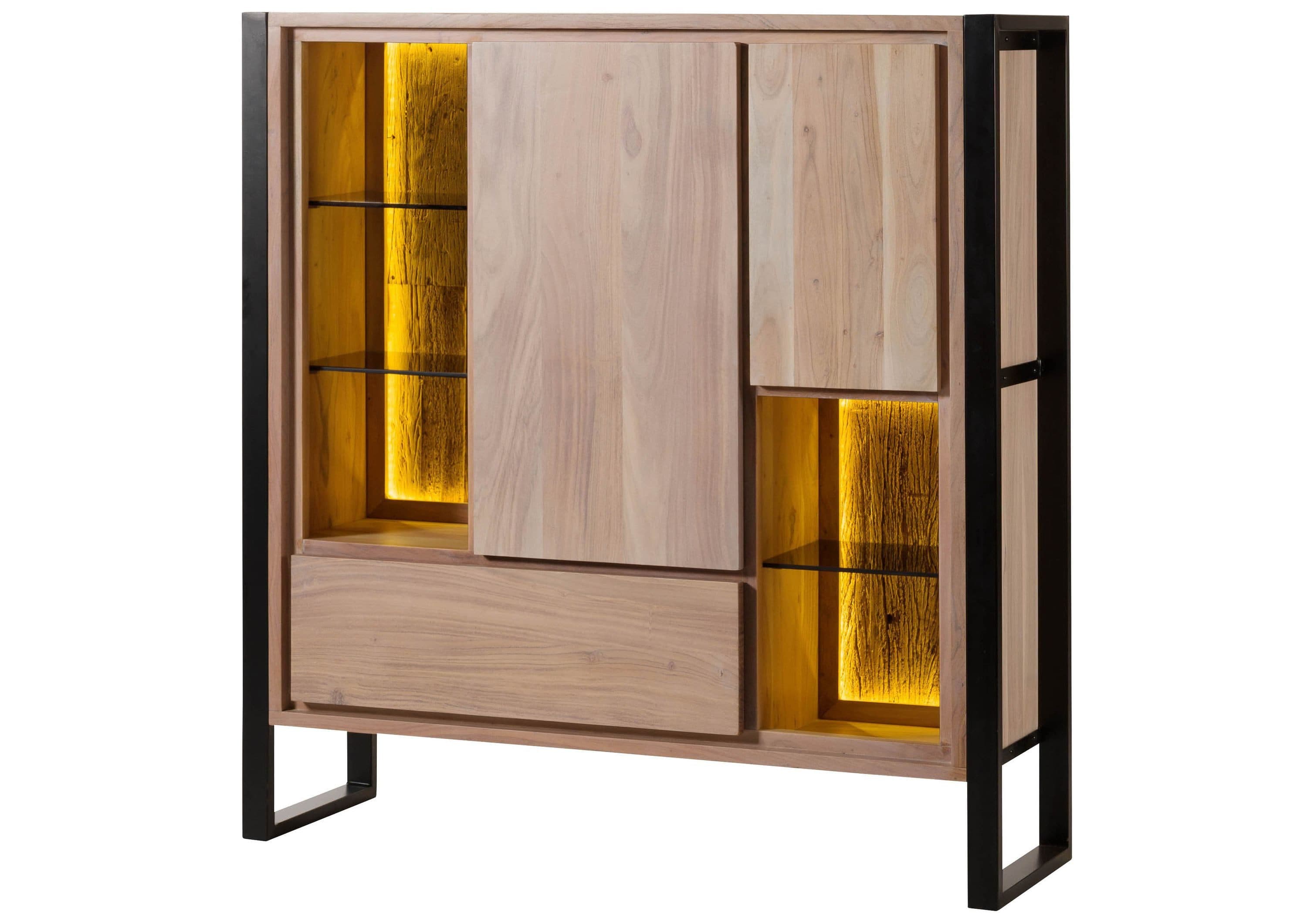 Massivmoebel24 Highboard DENVER Industrial Chic Metall Altholz - Bild 2