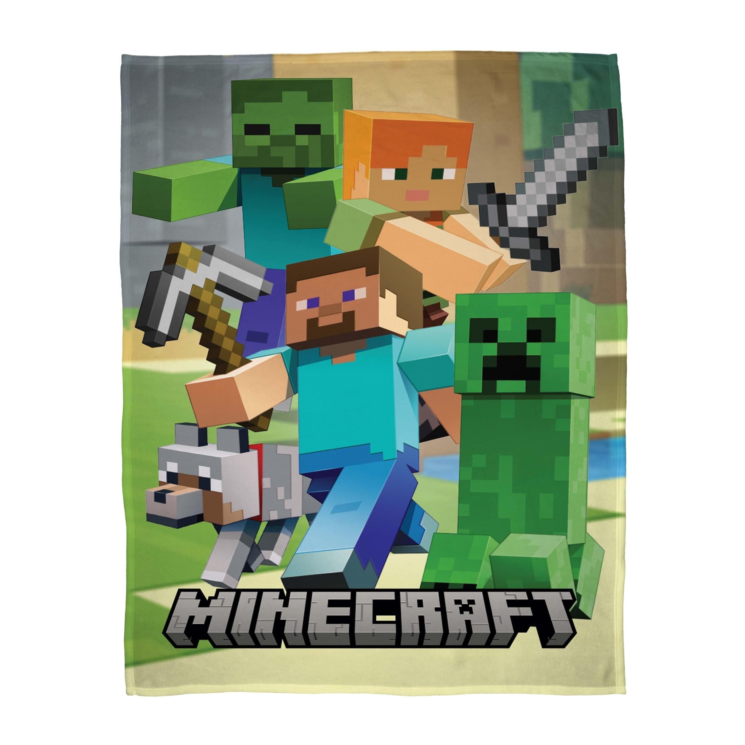 Familando Kinderdecke Minecraft XL 160x200 cm Fleece Bunt - Bild 2