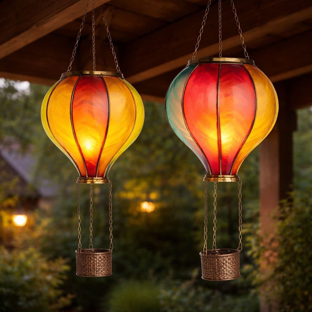 Expo Börse LED Solarleuchte Heißluftballon 2er Set Bunt - Bild 2