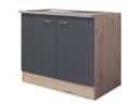 Flex-Well Spülenunterschrank 100 cm mit Arbeitsplatte & Spüle Basaltgrau Bild 2