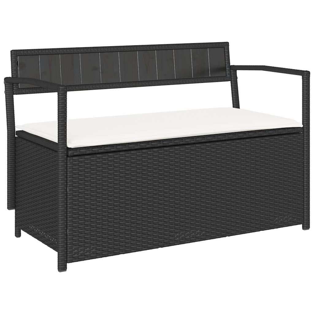 vidaXL Gartenbank mit Stauraum und Kissen Schwarz Poly Rattan - Bild 2