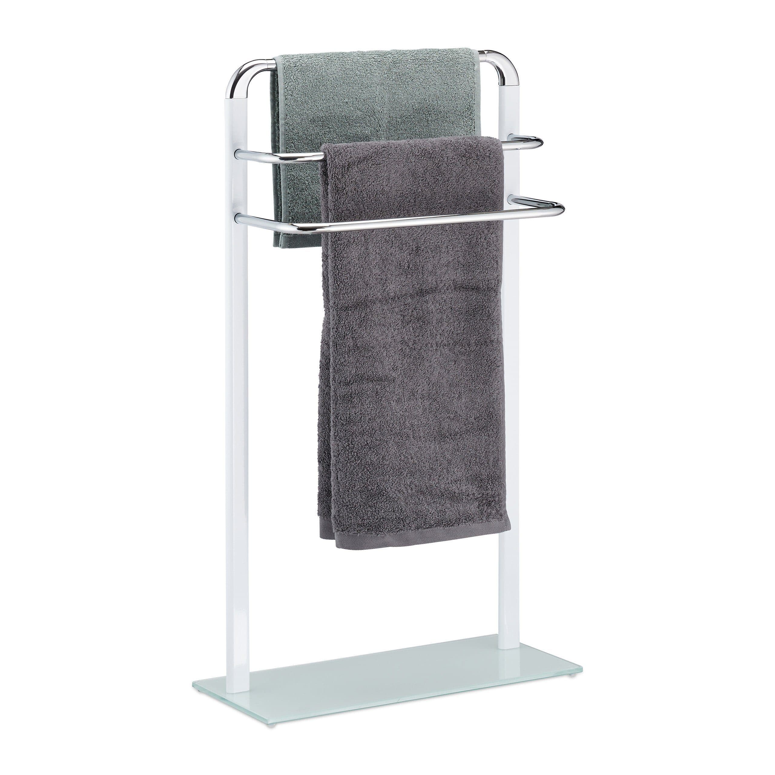 relaxdays Handtuchhalter Milchglas/Chrom Freistehend 3 Stangen - Bild 2