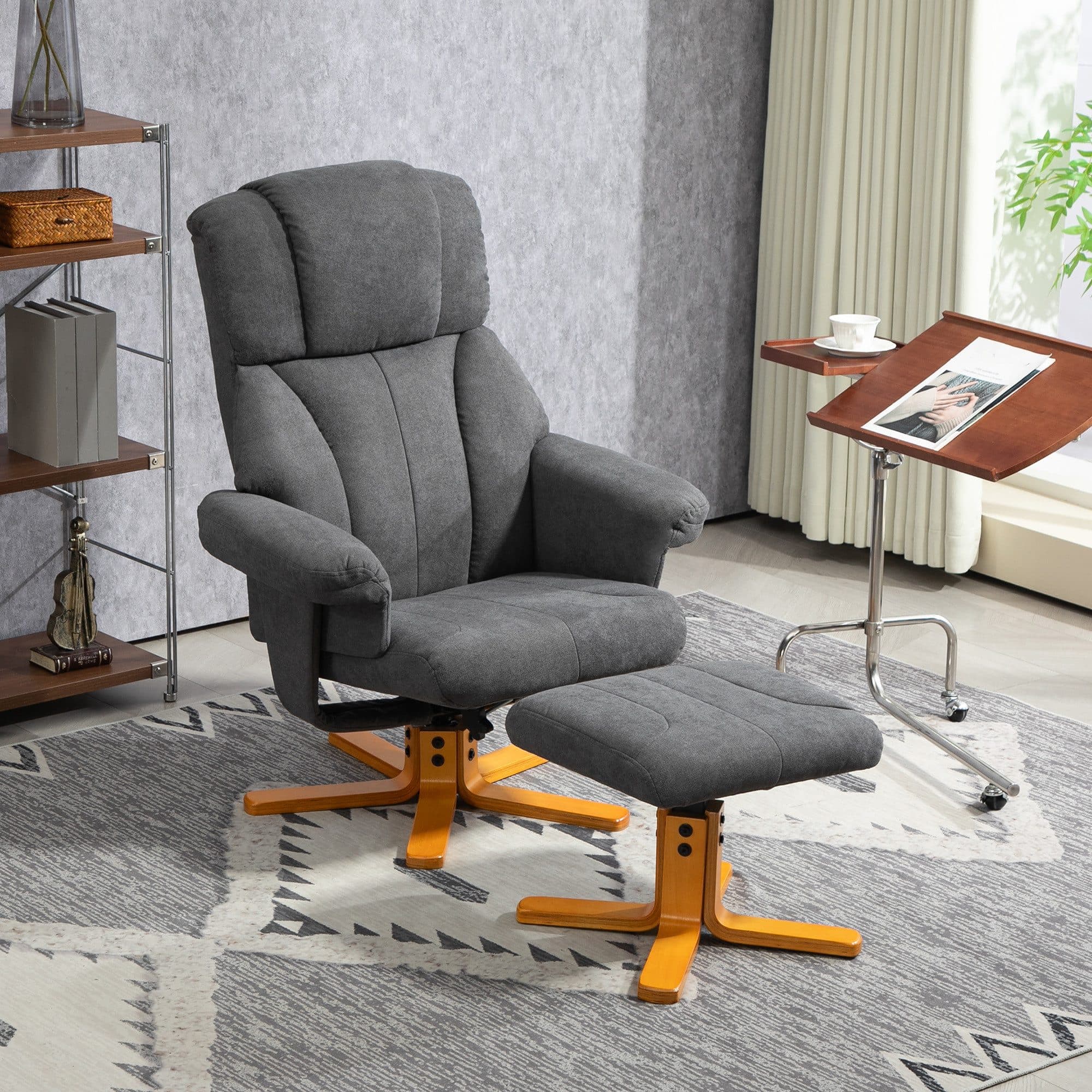 HOMCOM Relaxsessel mit Liegefunktion und Hocker Dunkelgrau - Bild 2