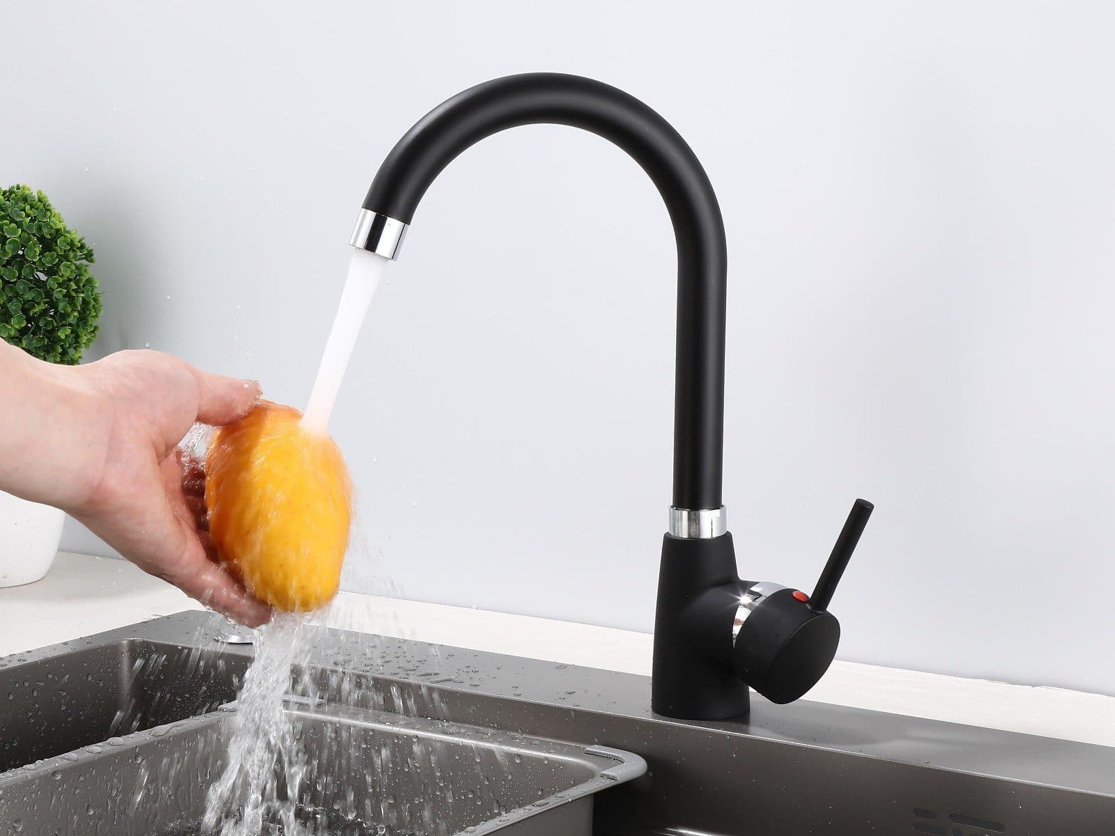 Homeline Küchenarmatur 360° Wasserhahn Küche Mischbatterie Spültisch Schwarz - Bild 2