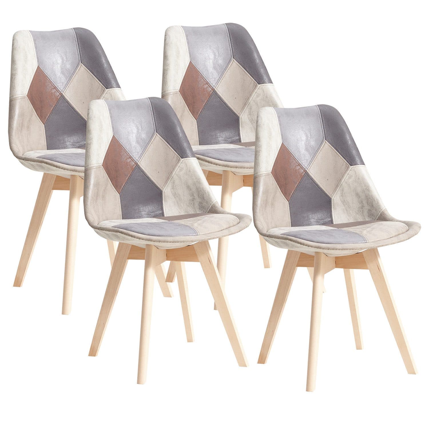 GrandCA HOME Esszimmerstuhl 4er Set Retro Patchwork Grau - Bild 2