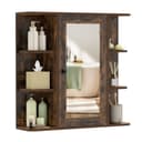 COSTWAY Spiegelschrank Badschrank Braun mit 3 Innenablagen & 6 offenen Fächern Bild 2