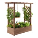 COSTWAY Hochbeet mit Rankgitter & Dach Tannenholz Braun Bild 2