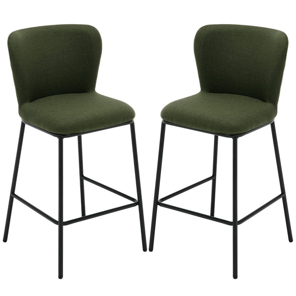 WAHSON Barhocker Leinen Küchenhocker 2er Set Grün - Bild 2