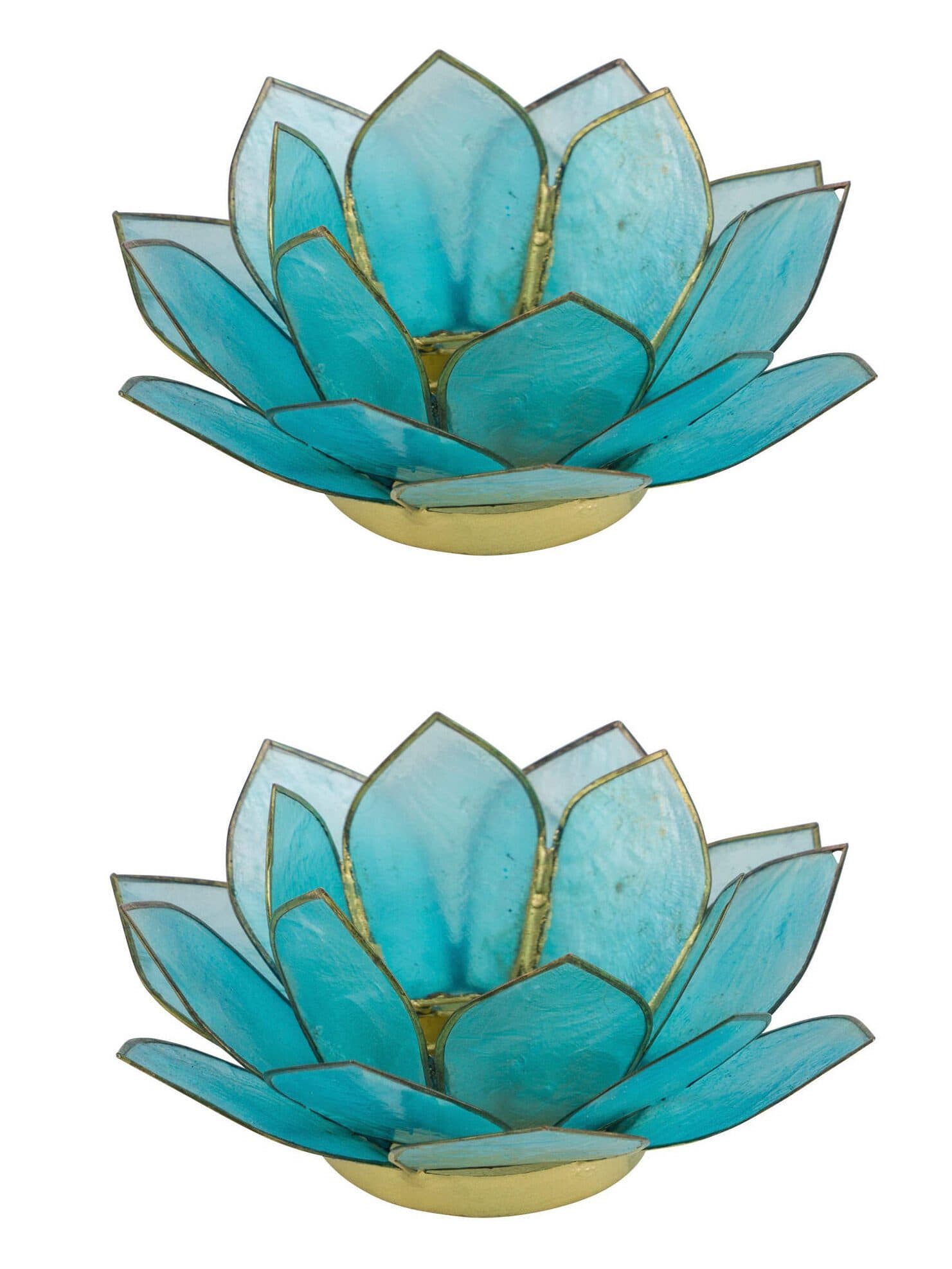 Dekorieren macht glücklich Teelichthalter 2er-Set Rosa/Blau Gold Lotusblüte - Bild 2