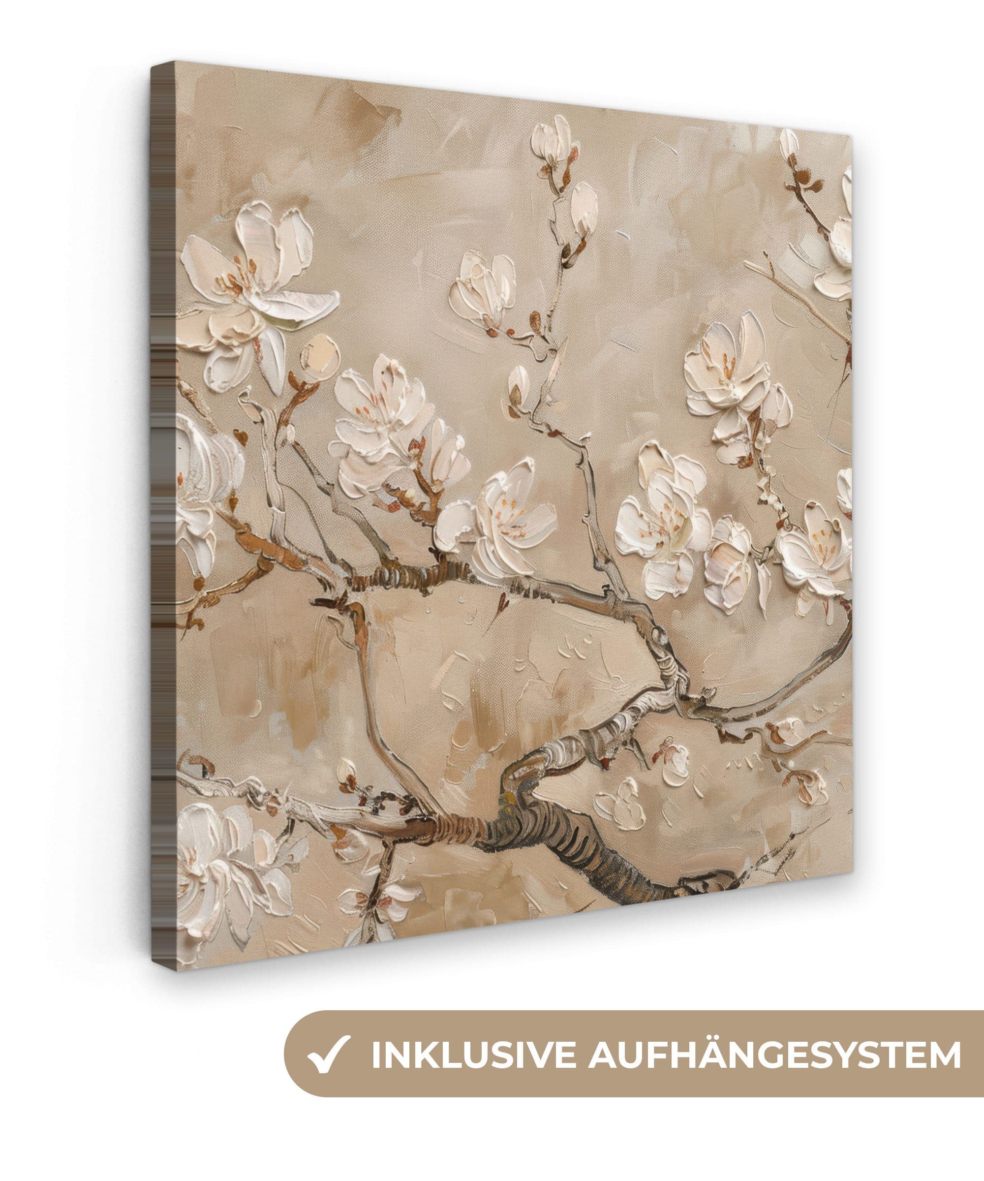 OneMillionCanvasses® Leinwandbild Blumen Modern Beige Weiß - Bild 2