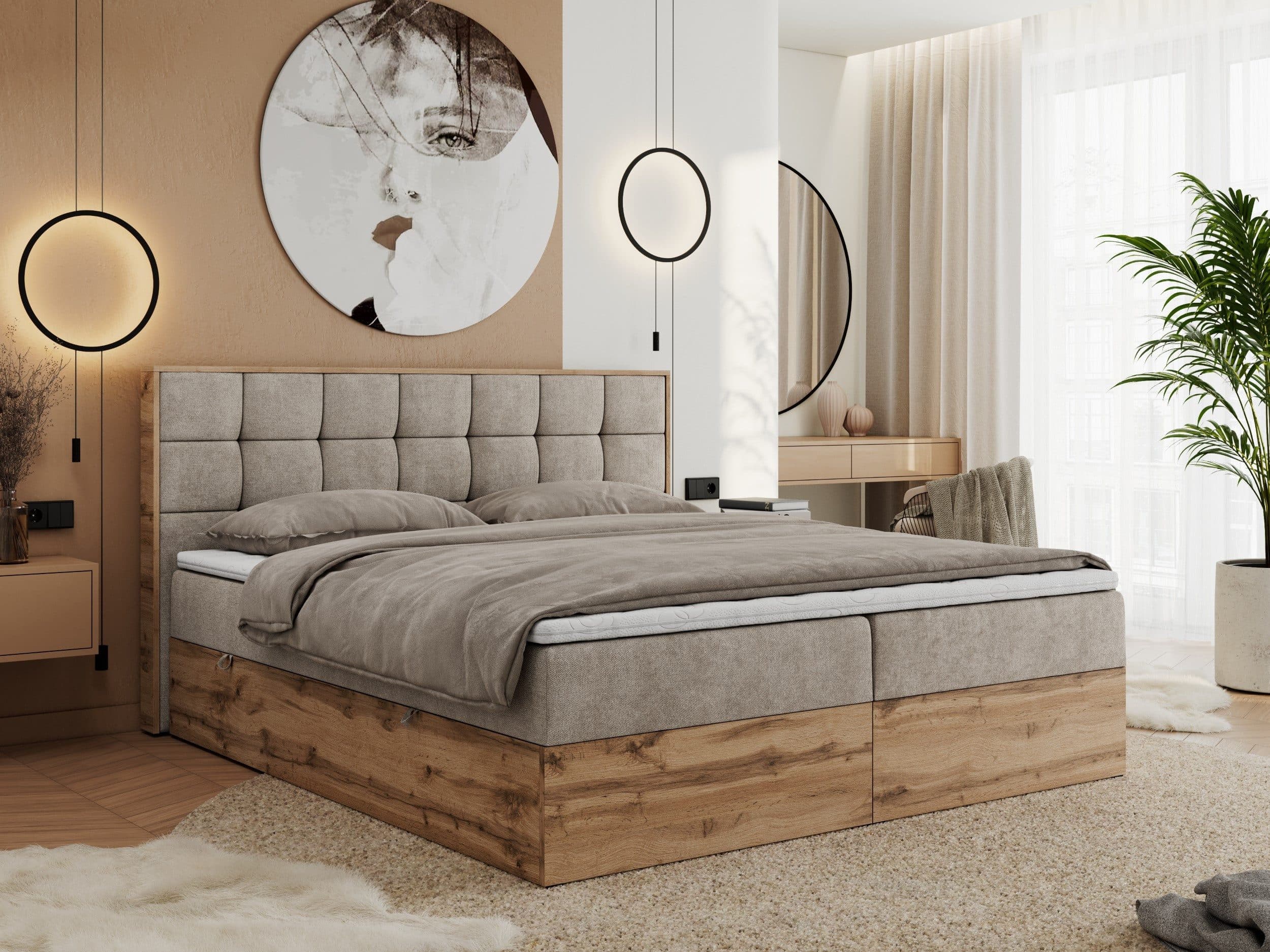 MKS MÖBEL Boxspringbett ALBERO 1 mit Stauraum und Matratze - Bild 2