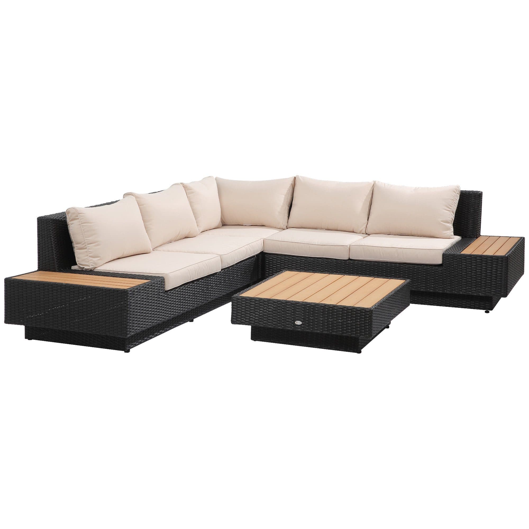 Outsunny Sitzgruppe Gartengarnitur Schwarz Polyrattan - Bild 2