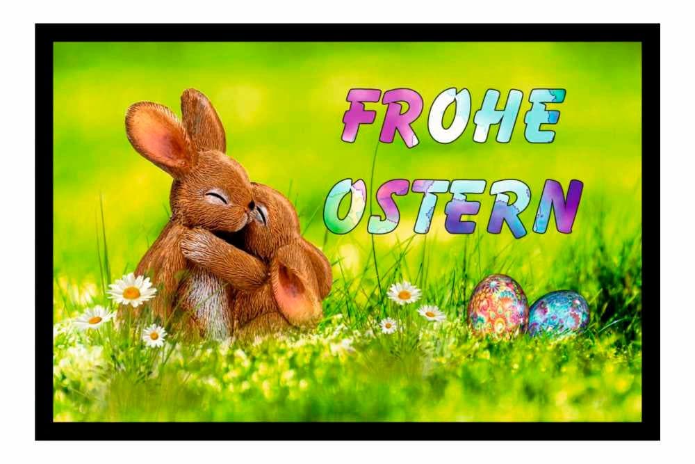 Ladreas Fußmatte Schmutzfangmatte Frohe Oster Hasen Ostereier 60x40
