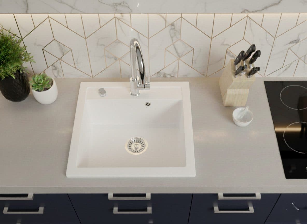 Faizee Möbel Graniteinbauspüle Weiß Modern Klassisch - Bild 2