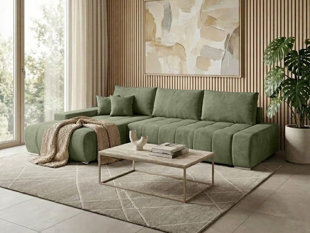 Beautysofa Ecksofa Draco L mit Schlaffunktion, Bettkasten, Grün - Bild 2