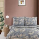 ZIRVEHOME Bettwäsche Baumwolle Graublau Beige Blattmuster 3-teilig Bild 2