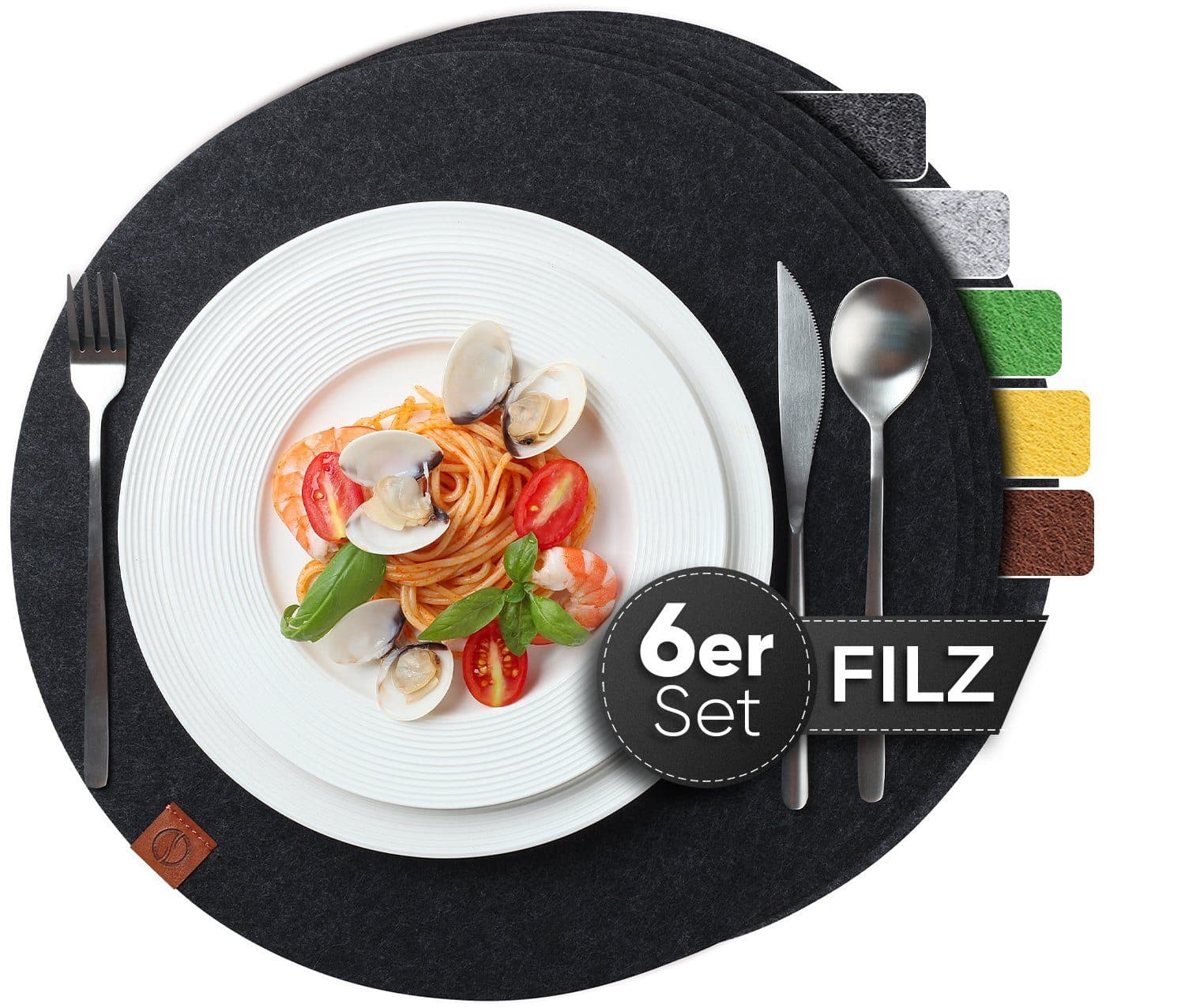Loco Bird Platzset 6er Set Filz Anthrazit Rechteckig 38 cm - Bild 2