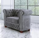 S-Style Möbel Chesterfield-Sessel Leeds Grau Samt Holzfüße Bild 2