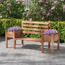Outsunny Gartenbank 2-Sitzer mit Blumenkasten Dunkelbraun Bild 2