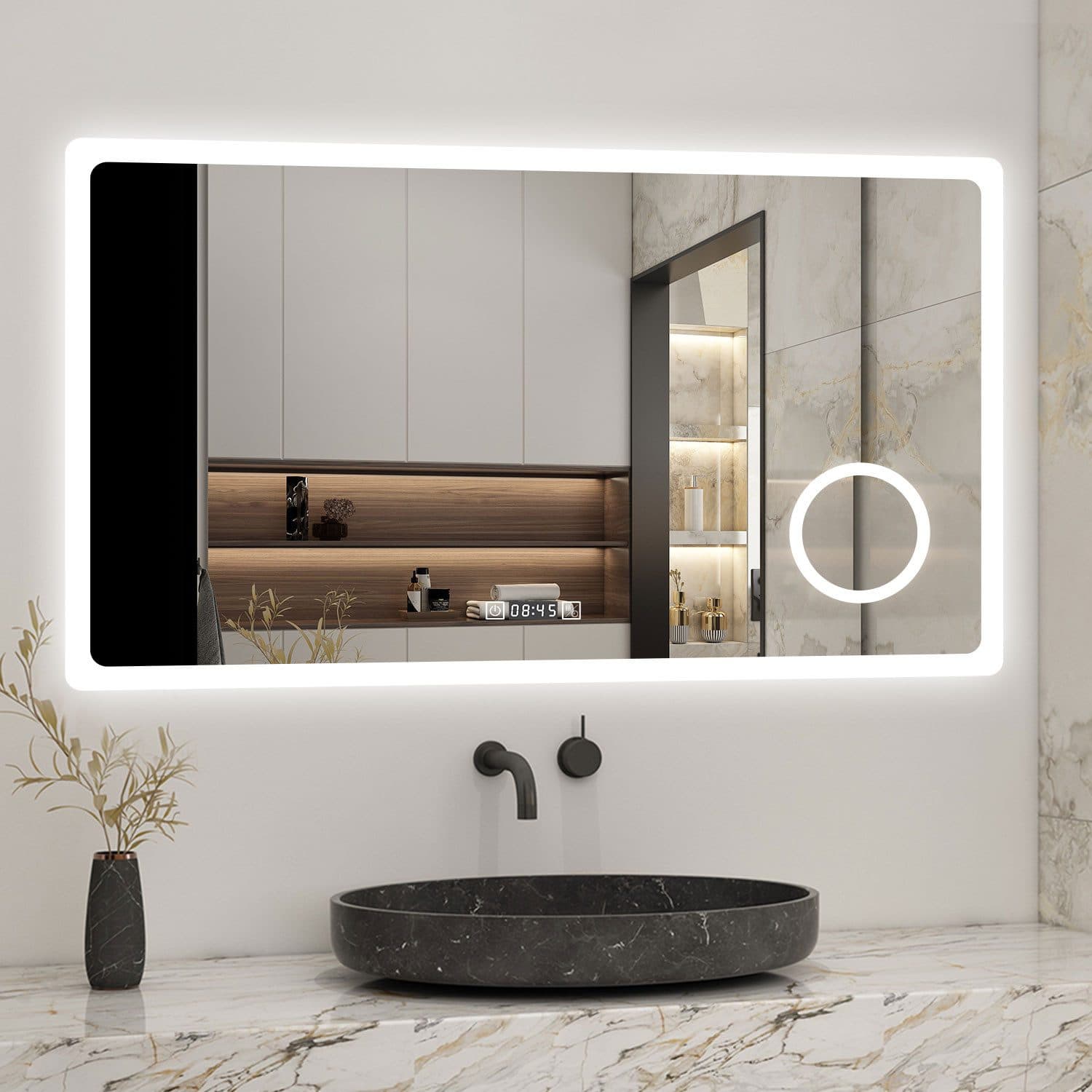 Aica Sanitär LED Badspiegel mit Touch, Steckdose & 3x Lupe - Bild 2