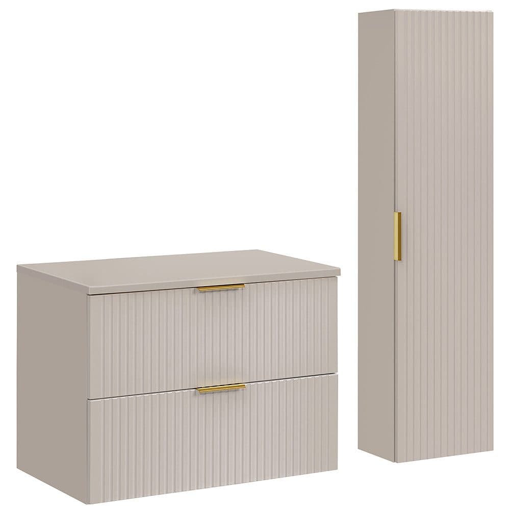 Lomadox Badmöbel-Set ADELAIDE 56cm Kaschmir Gerillte Front - Bild 2