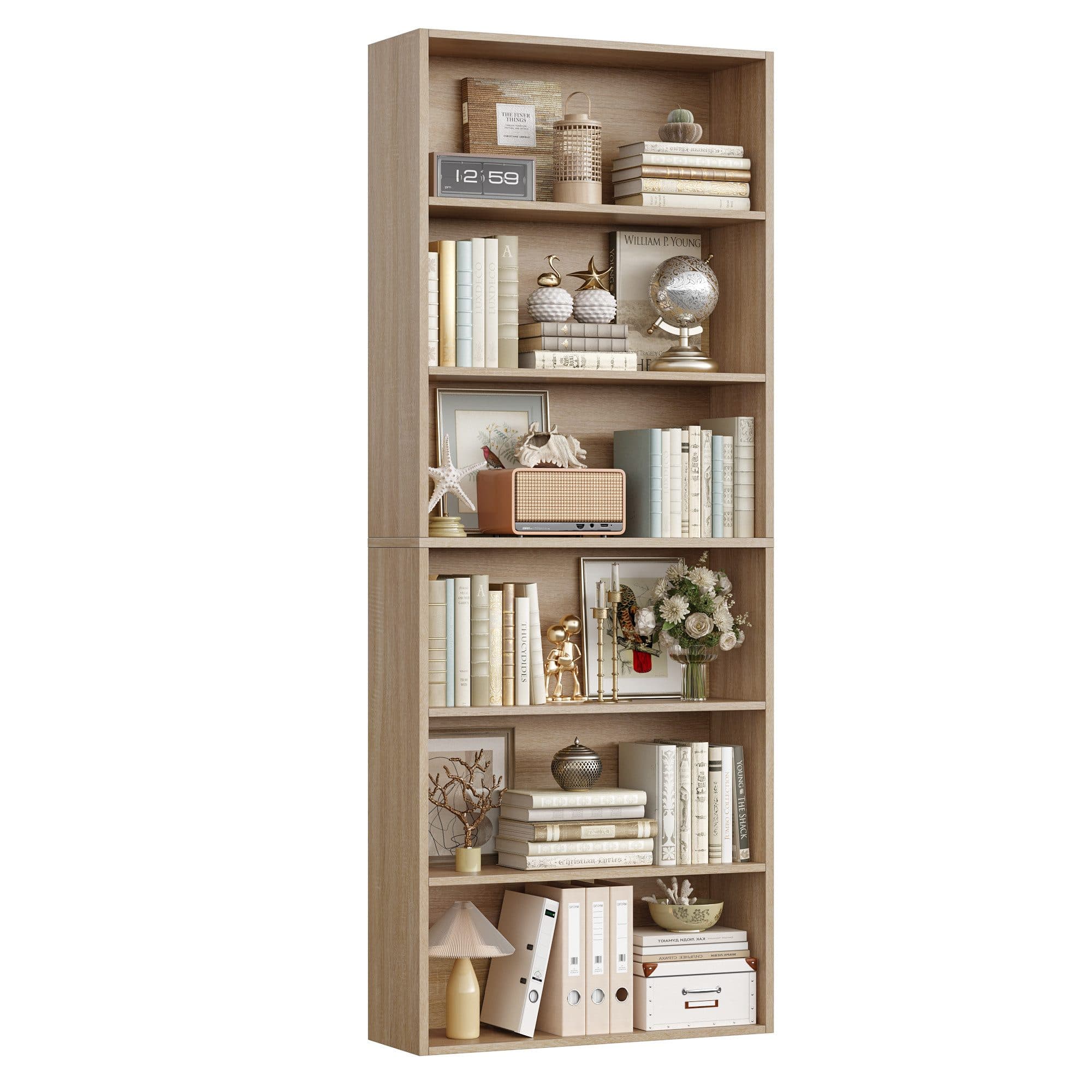 Homfa Bücherregal Standregal Büroregal Raumteiler 6 Fächer Weiß - Bild 2