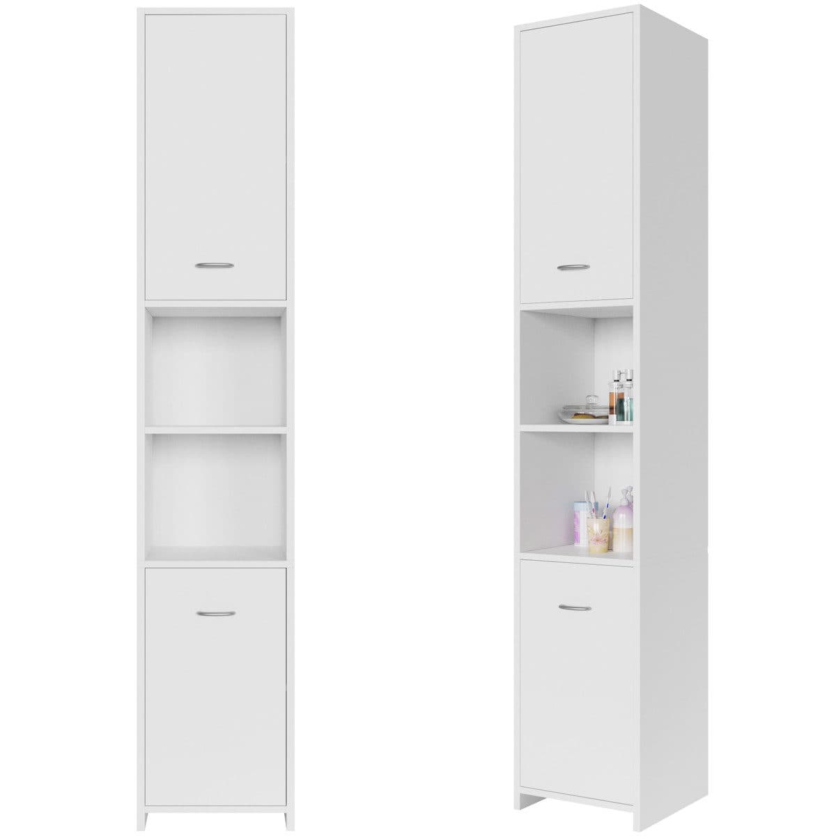 Casaria Hochschrank Neapel Weiß 30 cm Bad Schrank mit 2 Türen - Bild 2