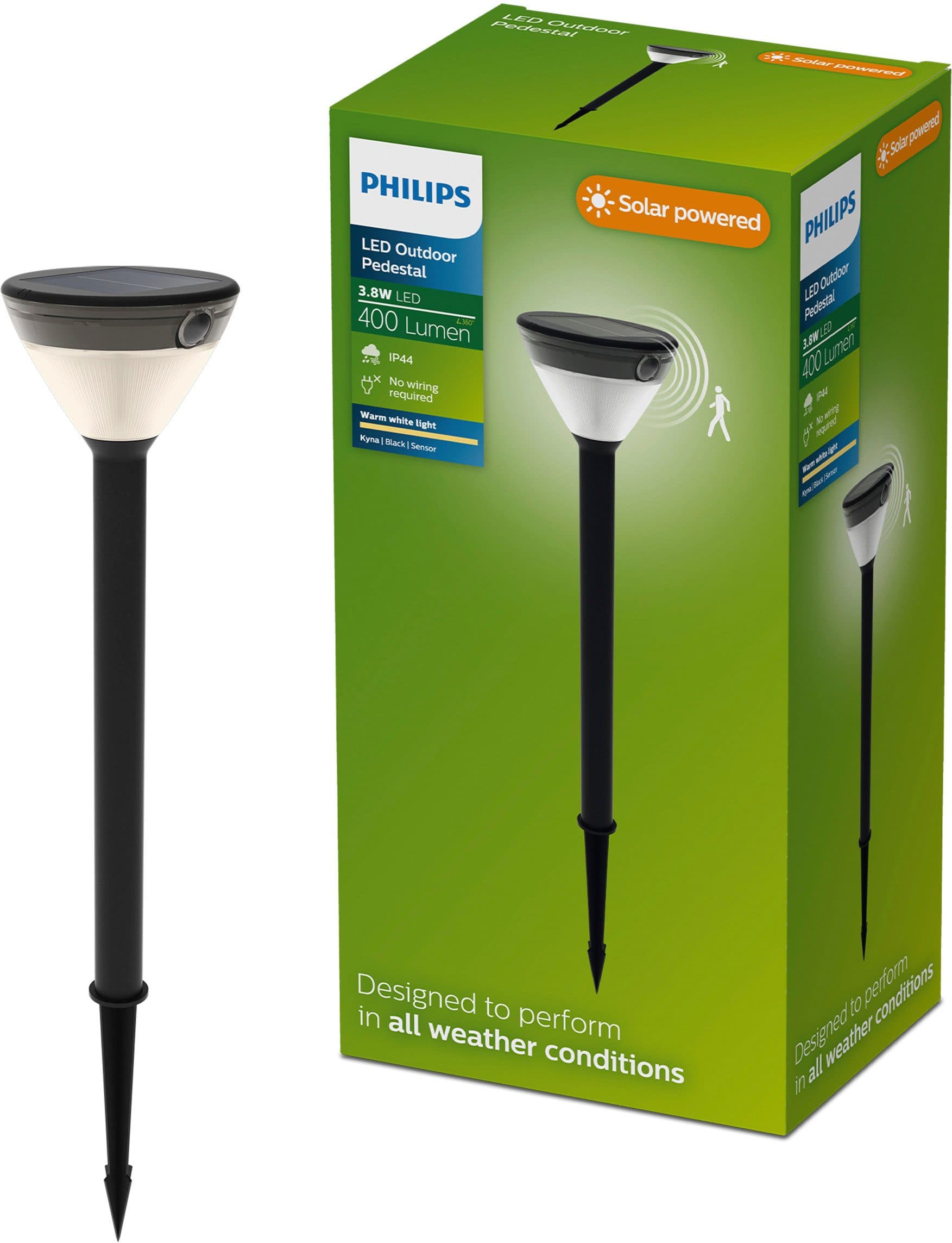 Philips LED Sockelleuchte Outdoor Solar Kyna Schwarz Bewegungsmelder - Bild 2