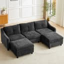Jiexi Ecksofa Mit Schlaffunktion Kordsofa L oder U Form Couch Bild 2