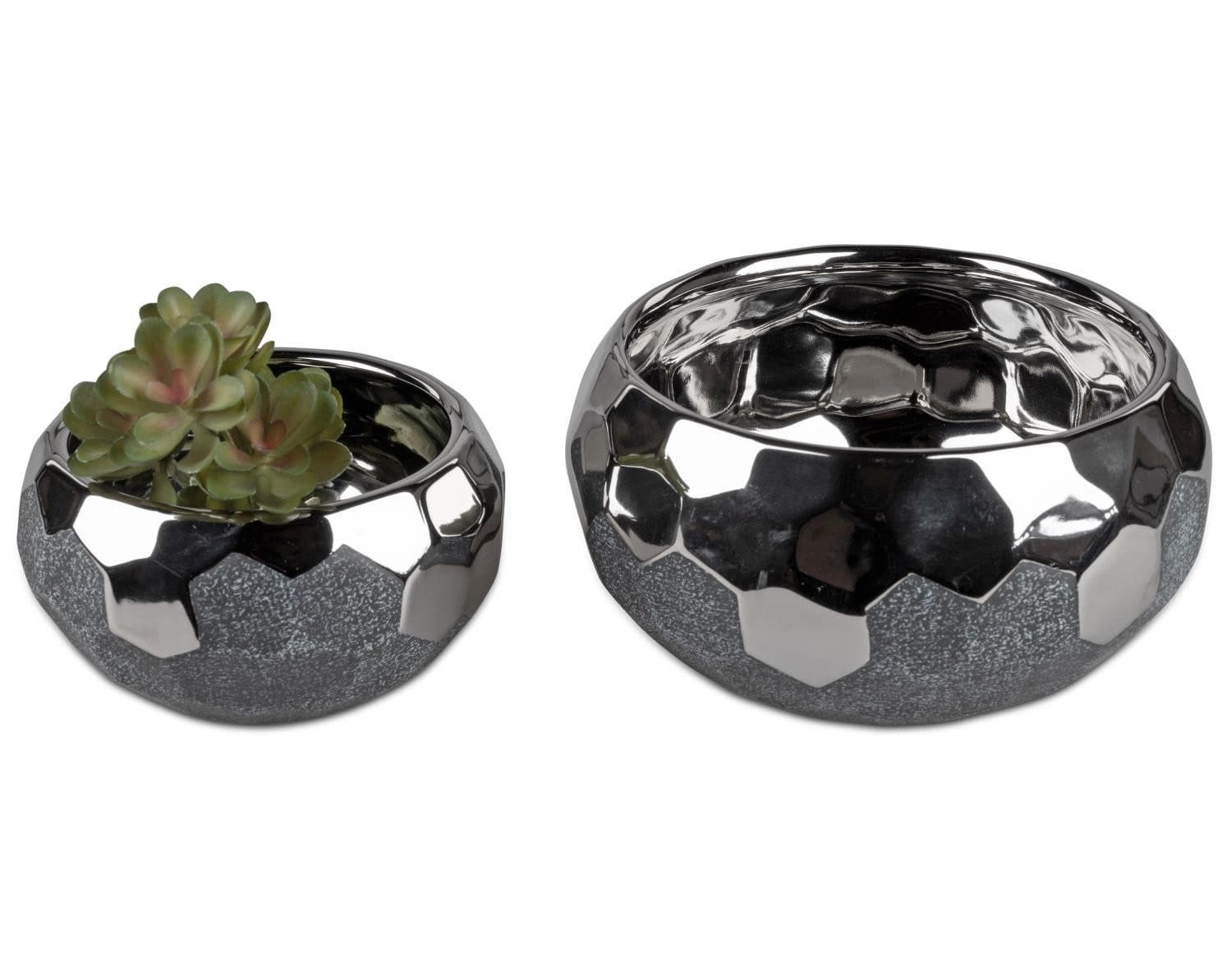 formano Dekoschale Anthrazit Grau Silber Keramik Set