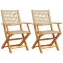 vidaXL Gartenstuhl 2er-Set Beige Massivholz Poly Rattan Klappbar Bild 2