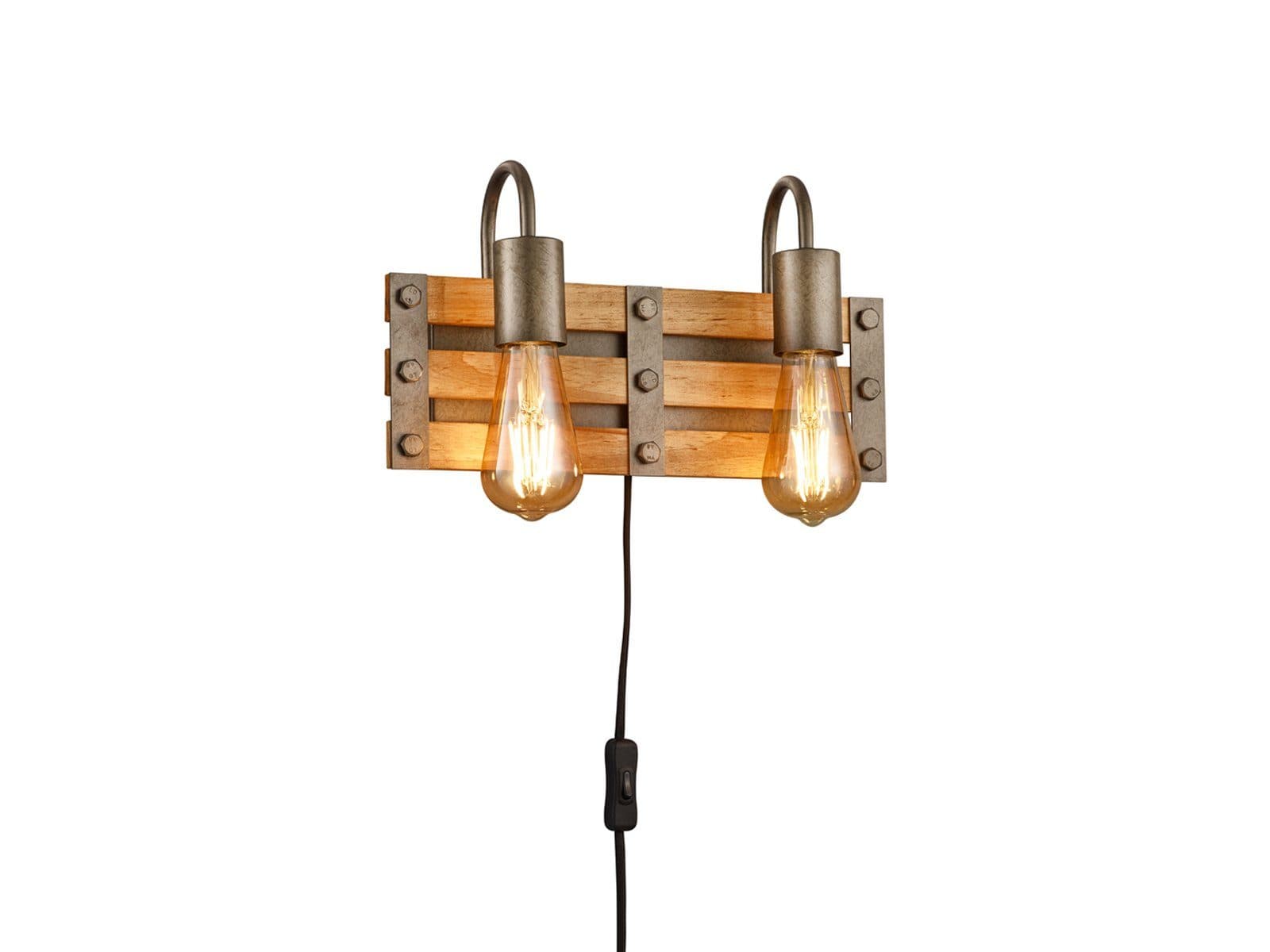 TRIO Leuchten LED Wandleuchte Industrial Style Holz Silber - Bild 2