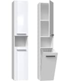 ibonto Hochschrank Badezimmerschrank NEL Weiß Modern mit Wäschekorb Bild 2