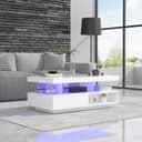 STILVORA Couchtisch Hochglanz Weiß mit LED & Stauraum Bild 2