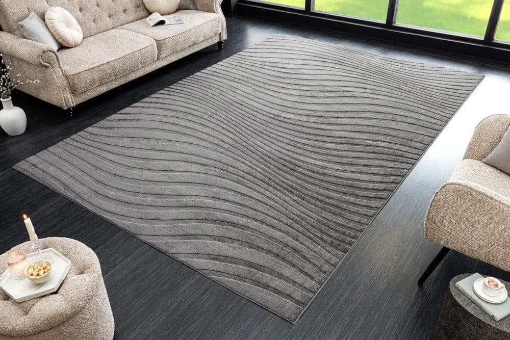 riess-ambiente Designteppich WAVE Anthrazit Kurzflor Hoch-Tief-Effekt - Bild 2
