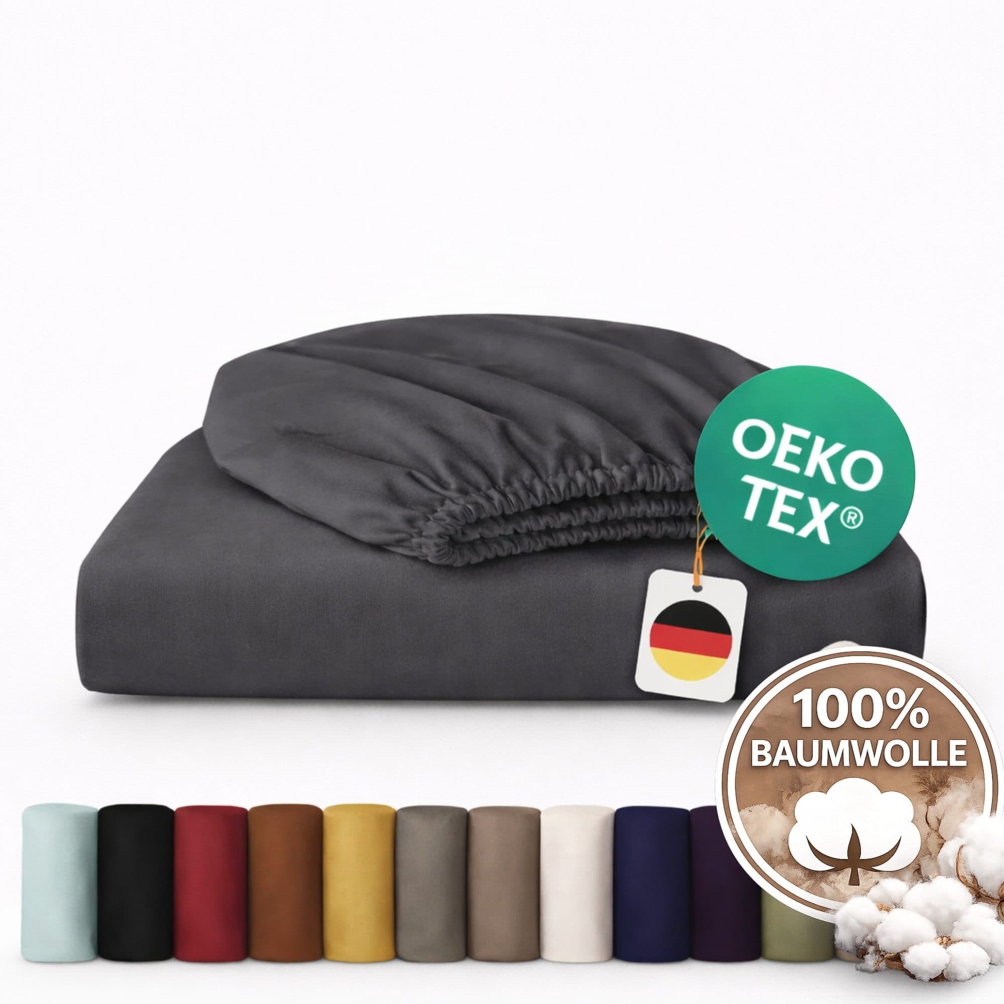 Komfortec Spannbettlaken Jersey Dunkelgrau 100% Baumwolle - Bild 2