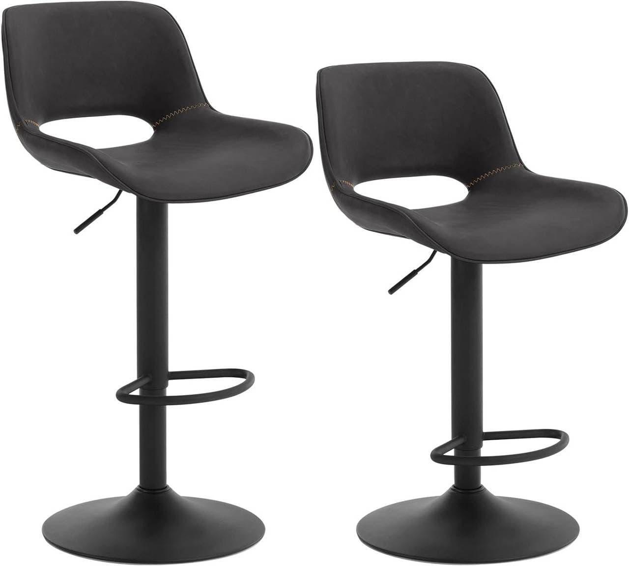 Woltu Barhocker 2er Set Anthrazit/Braun höhenverstellbar mit Fußstütze - Bild 2