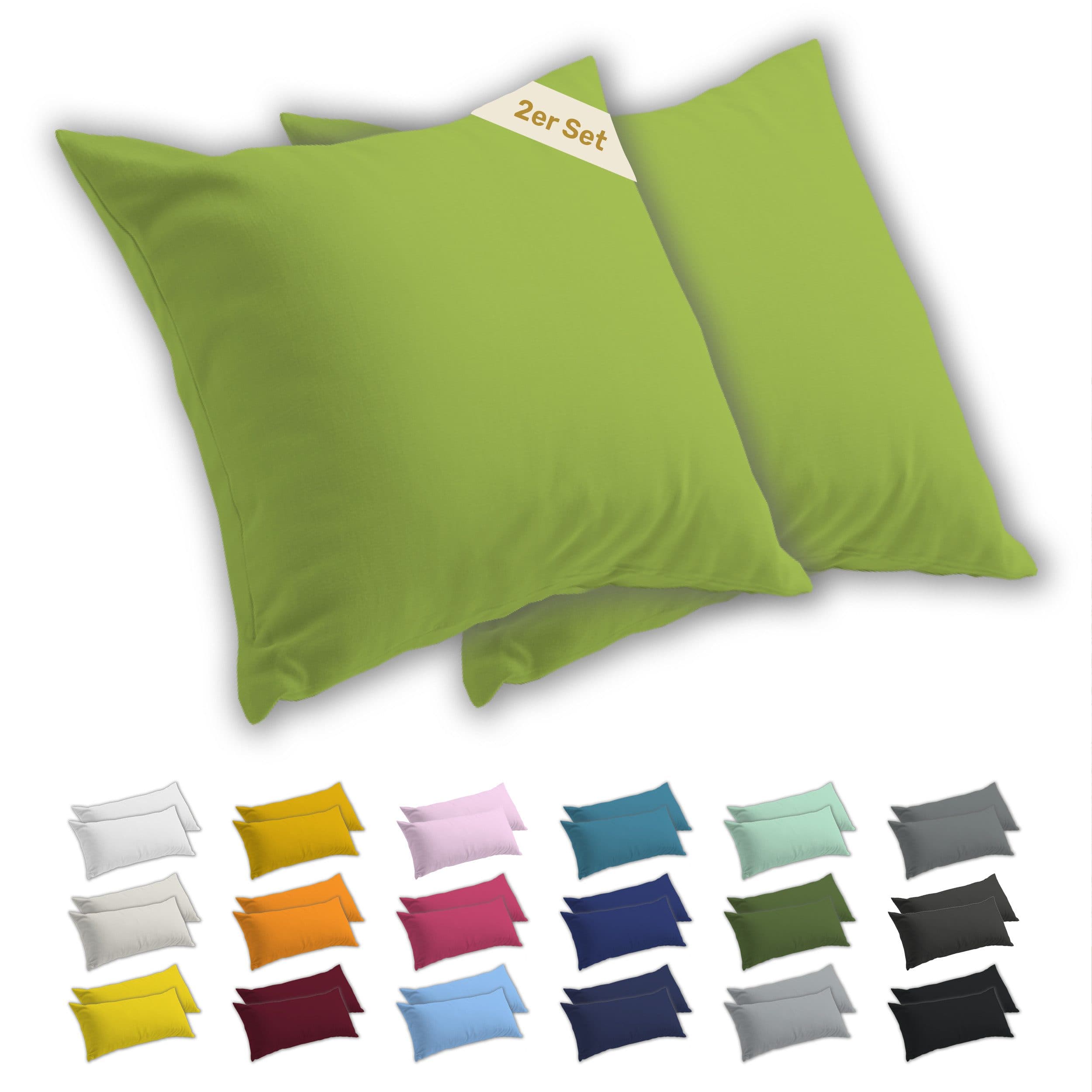 Lavea Kissenbezug 2er Set Jersey 100% Baumwolle Grün - Bild 2