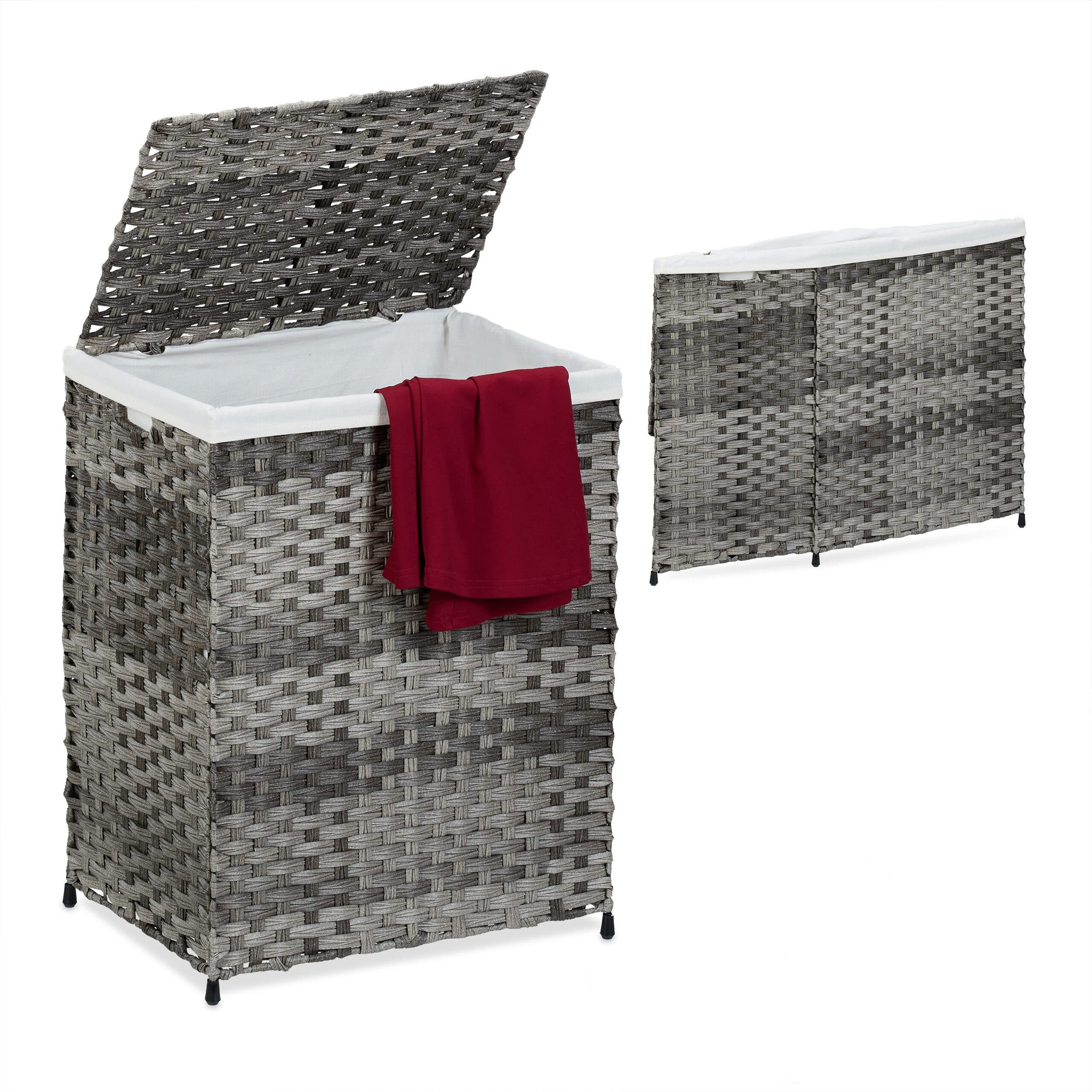 relaxdays Wäschekorb Rattan Optik 90 l grau - Bild 2