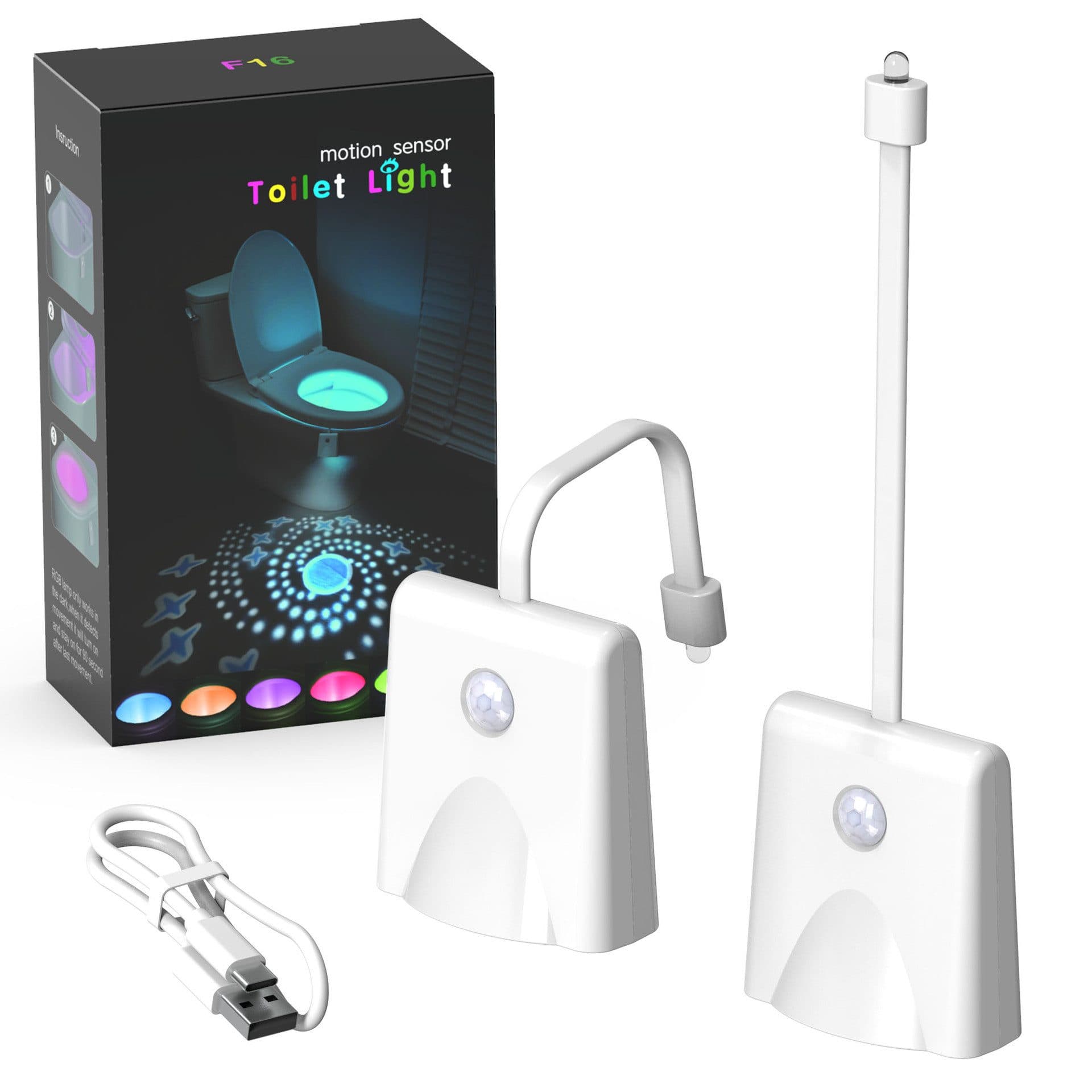 feinlux Toiletten-Nachtlicht mit Sensor, 16 Farben & Projektion, LED, Typ-C - Bild 2