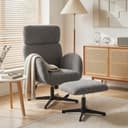 HOMCOM Relaxsessel grau mit Hocker, drehbar & höhenverstellbar Bild 2