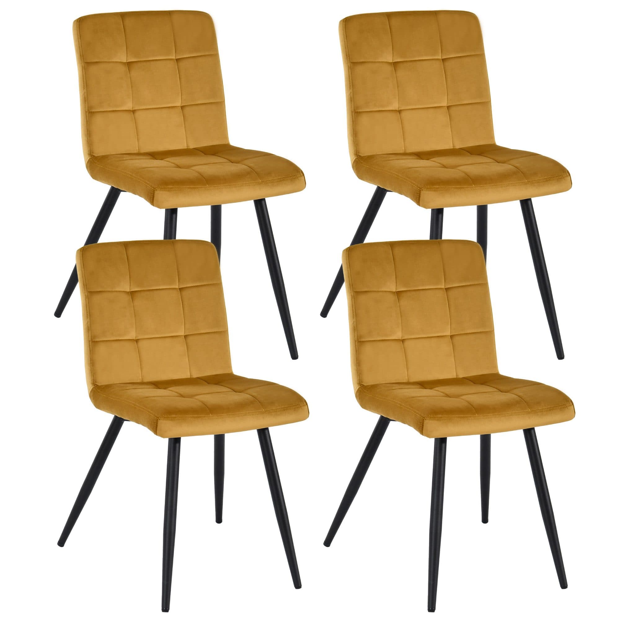 Duhome Esszimmerstuhl 4er Set Retro Samt Gelb - Bild 2