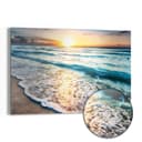 DEQORI Magnettafel 'Küste im Morgenlicht' Metall Whiteboard Türkis Blau Gold Bild 2