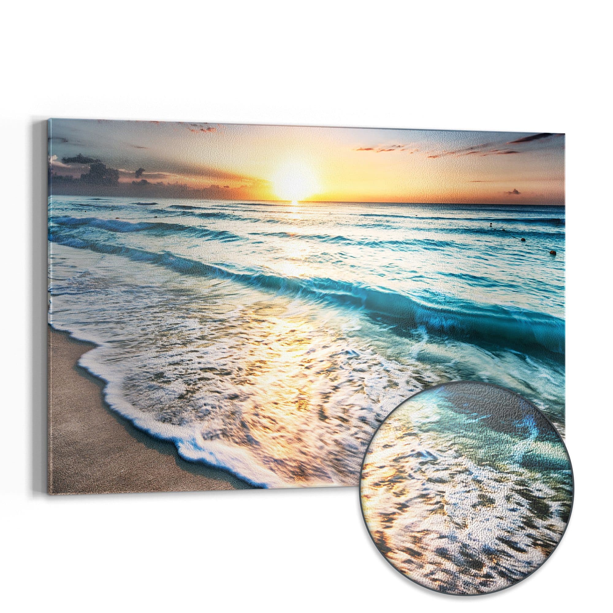 DEQORI Magnettafel 'Küste im Morgenlicht' Metall Whiteboard Türkis Blau Gold - Bild 2