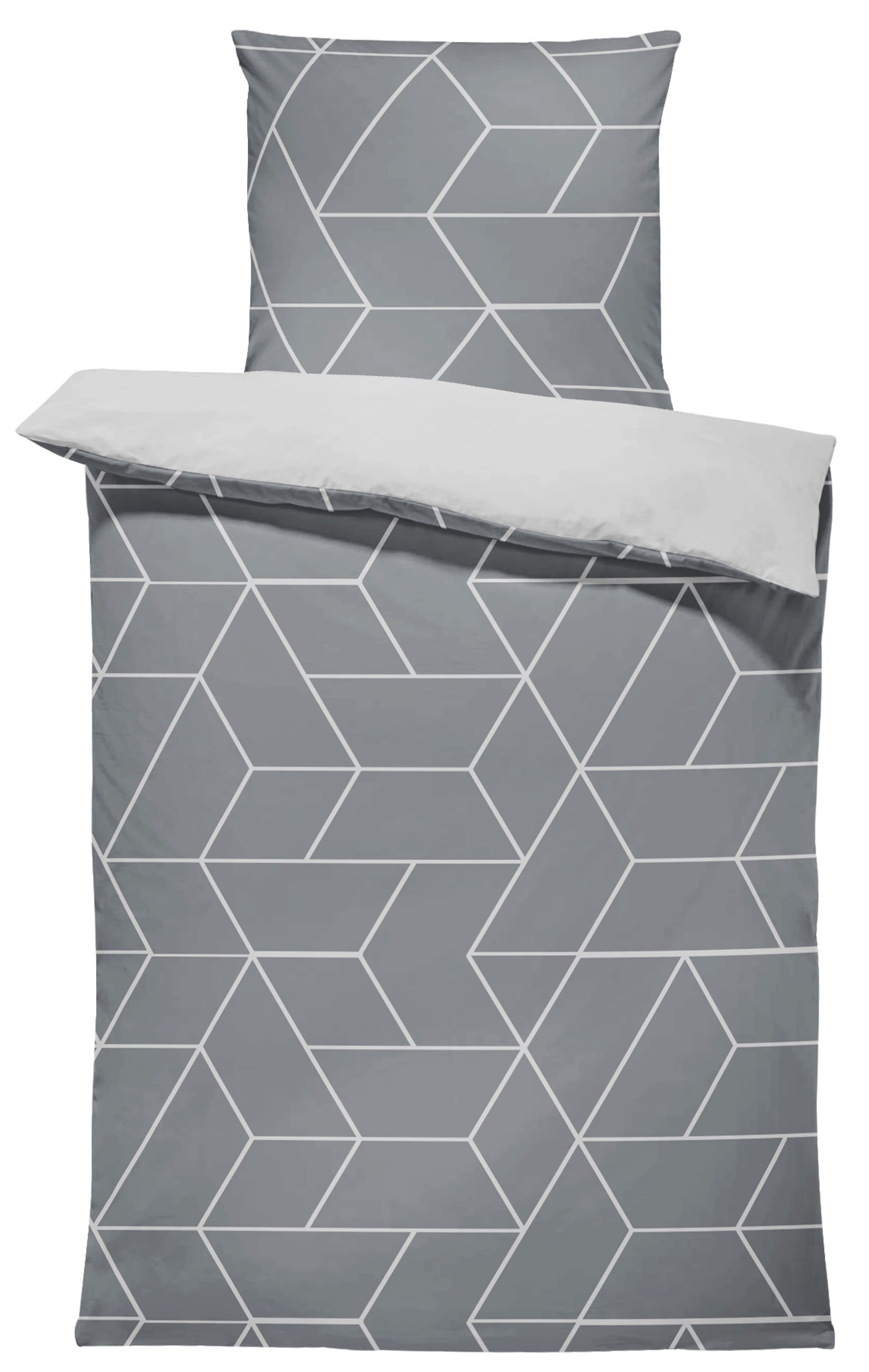 One Home Bettwäsche Mikrofaser Grau Geometrisch Modern - Bild 2