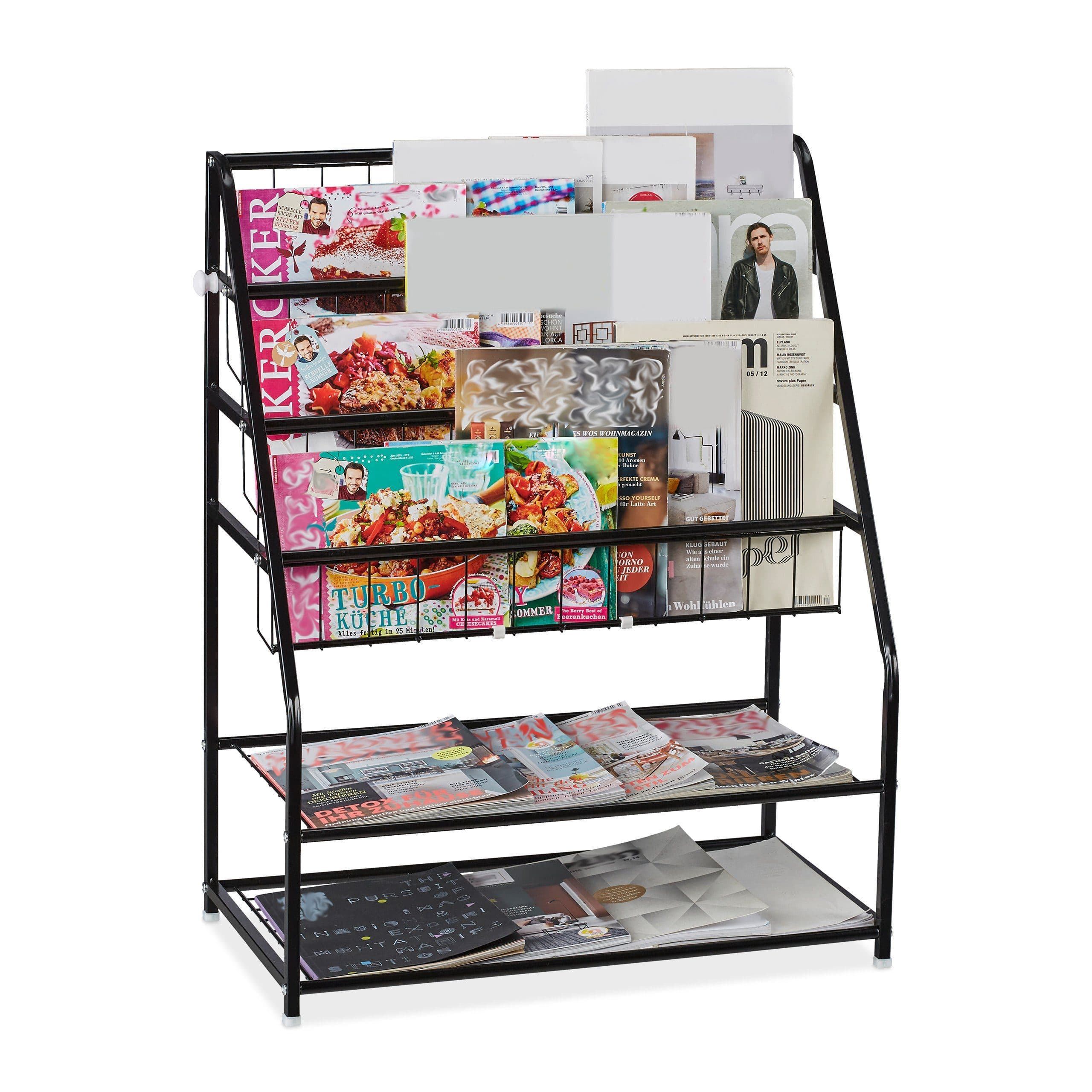 relaxdays Zeitschriftenregal Schwarz Metall Gitter Design - Bild 2
